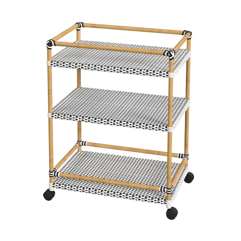 Tobias 24 in. W Outdoor Rattan and Metal 3- Tier Bar Cart