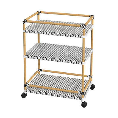Tobias 24 in. W Outdoor Rattan and Metal 3- Tier Bar Cart