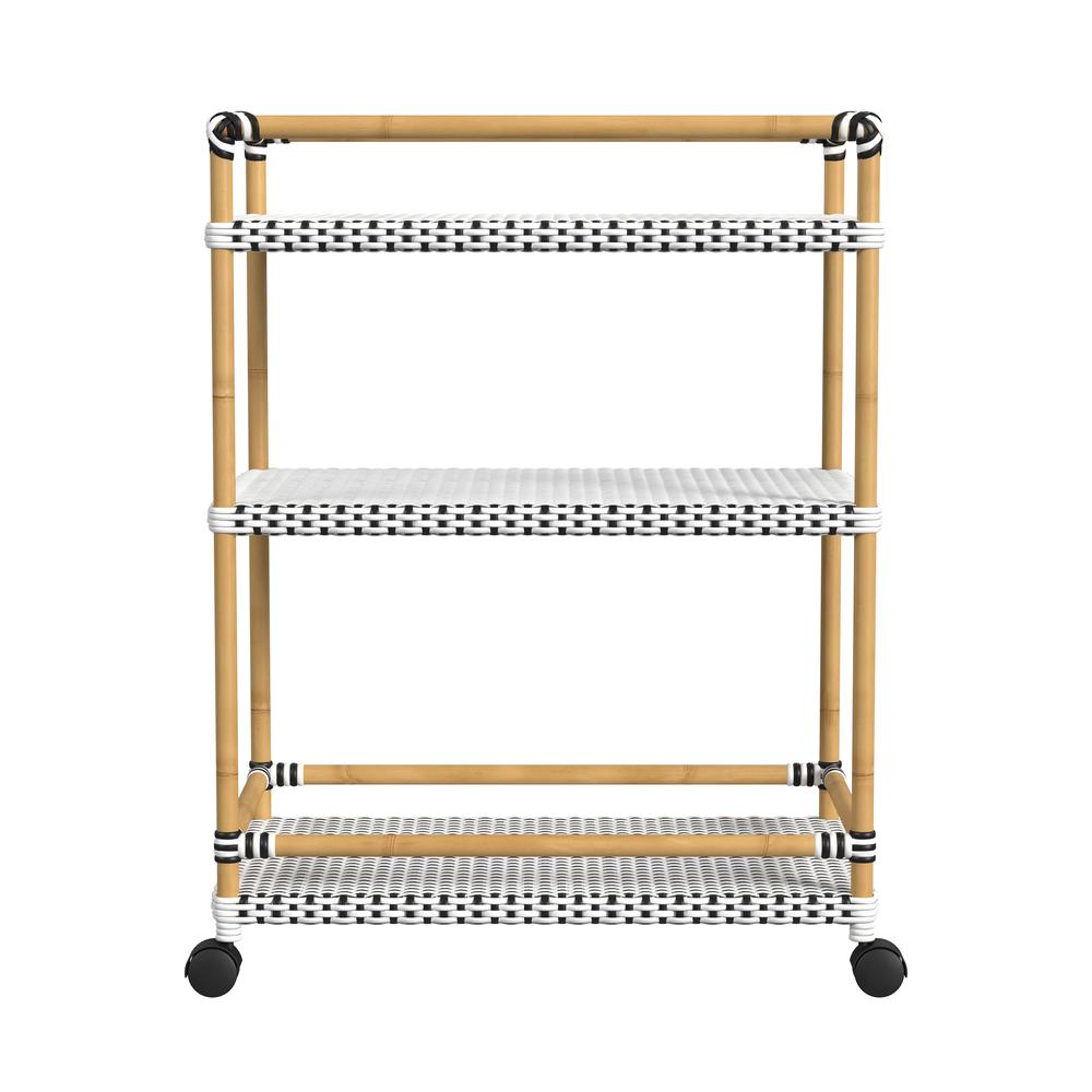 Tobias 24 in. W Outdoor Rattan and Metal 3- Tier Bar Cart