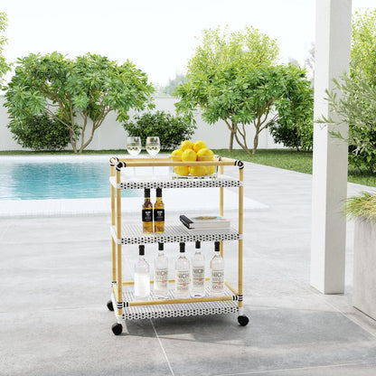 Tobias 24 in. W Outdoor Rattan and Metal 3- Tier Bar Cart