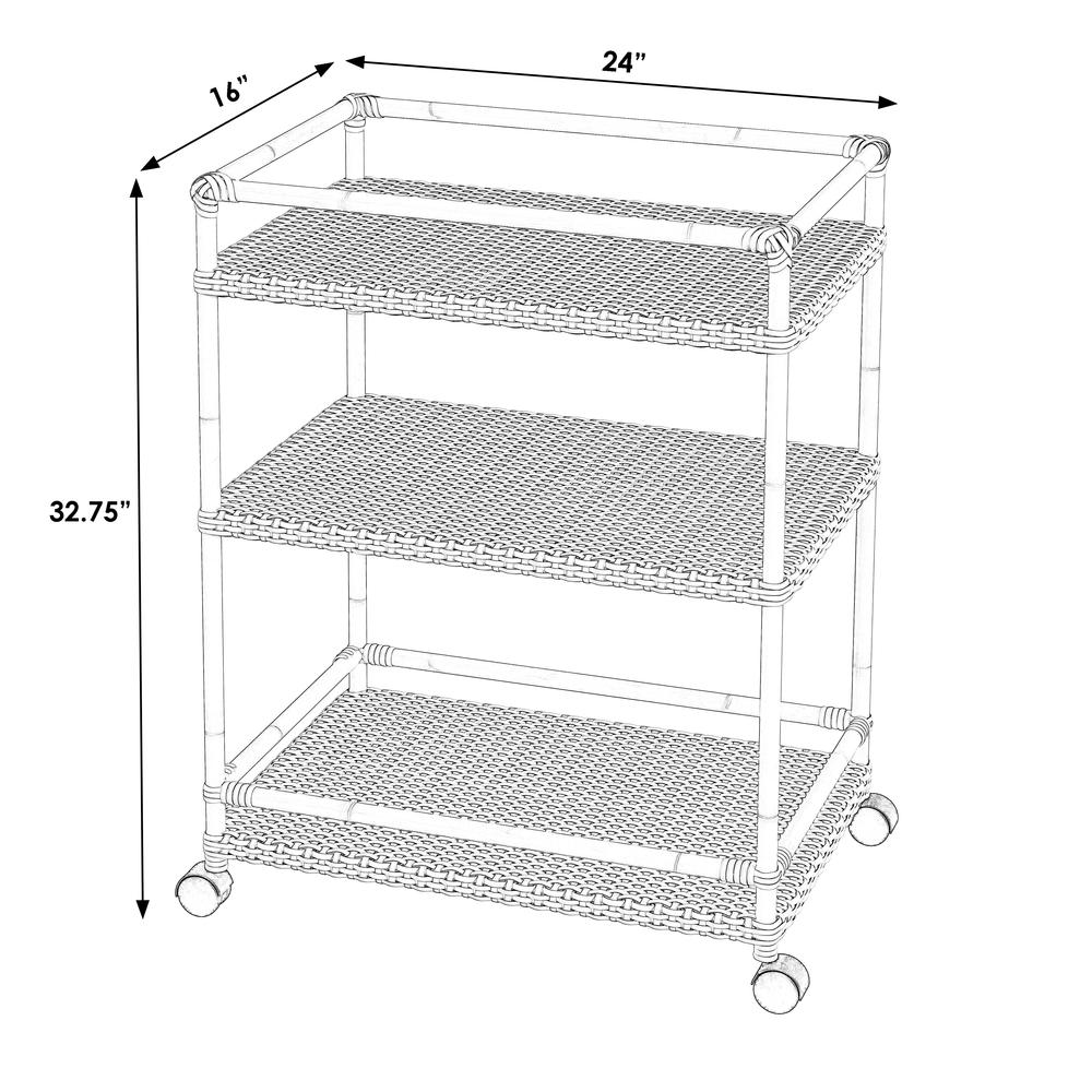 Tobias 24 in. W Outdoor Rattan and Metal 3- Tier Bar Cart