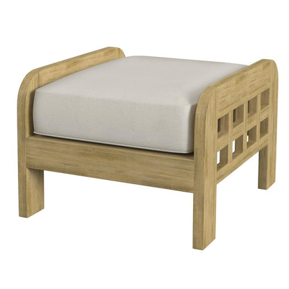 Monhegan Teak Outdoor Ottoman, Light Brown