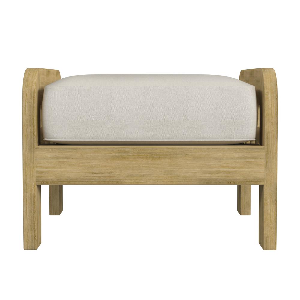 Monhegan Teak Outdoor Ottoman, Light Brown