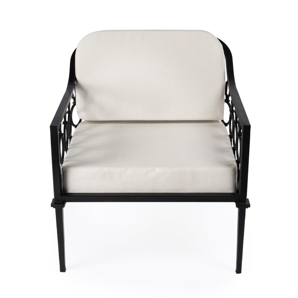 Southport Iron Upholstered Outdoor Lounge Chair, Black