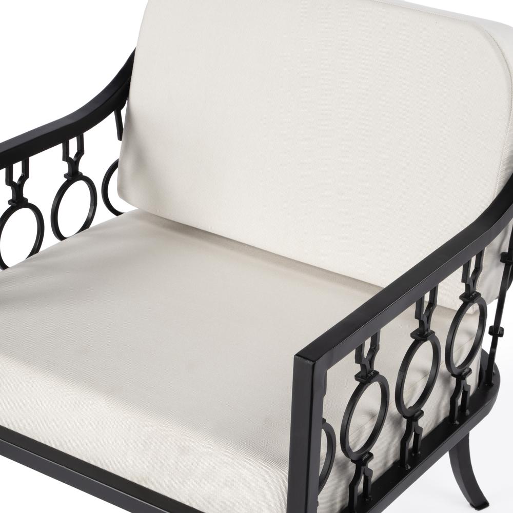 Southport Iron Upholstered Outdoor Lounge Chair, Black