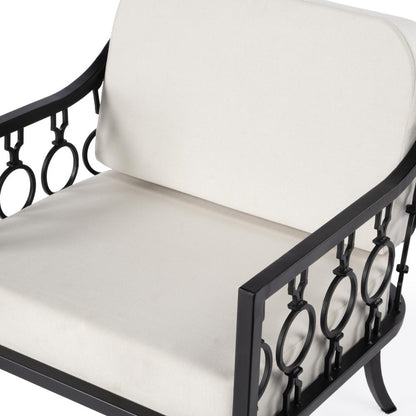 Southport Iron Upholstered Outdoor Lounge Chair, Black