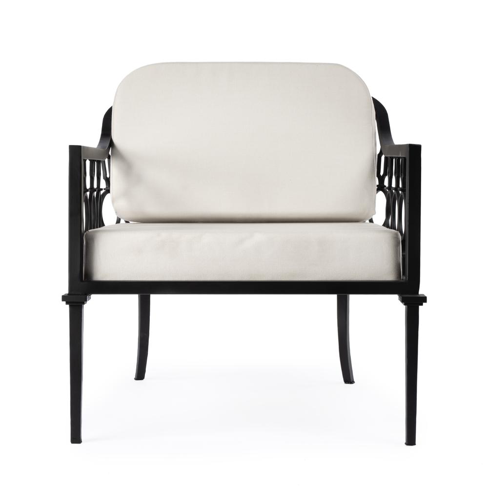 Southport Iron Upholstered Outdoor Lounge Chair, Black