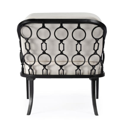 Southport Iron Upholstered Outdoor Lounge Chair, Black