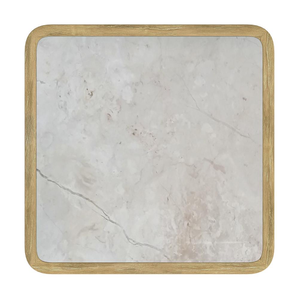 Monhegan Outdoor Teak and Marble End Table, Light Brown