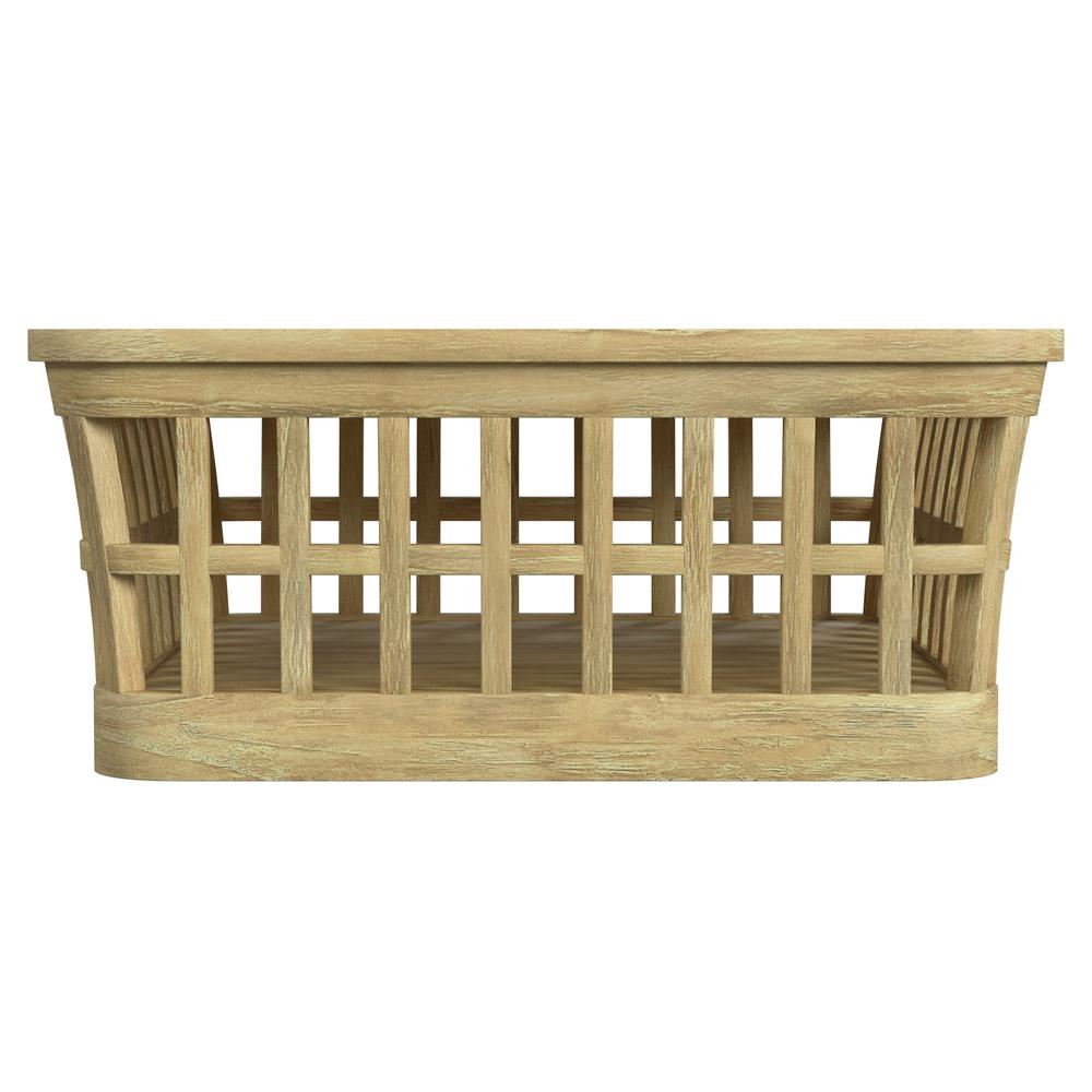 Monhegan Outdoor Teak and Marble Coffee Table, Light Brown