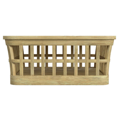 Monhegan Outdoor Teak and Marble Coffee Table, Light Brown