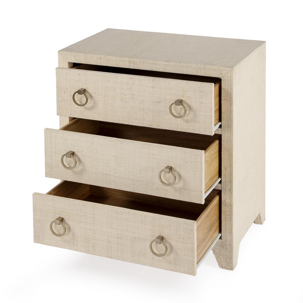 Bar Harbor Raffia 3 Drawer Nightstand, Natural