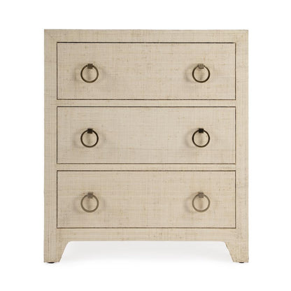 Bar Harbor Raffia 3 Drawer Nightstand, Natural