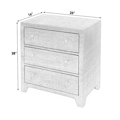 Bar Harbor Raffia 3 Drawer Nightstand, Natural