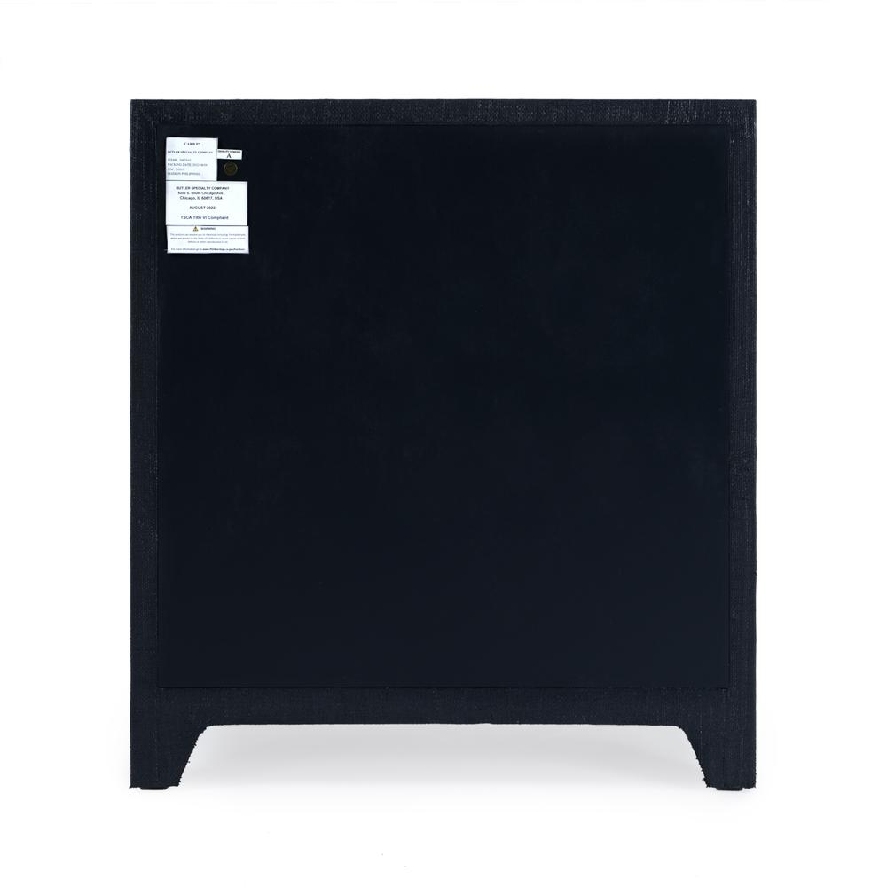 Bar Harbor Raffia 3 Drawer Nightstand, Navy Blue