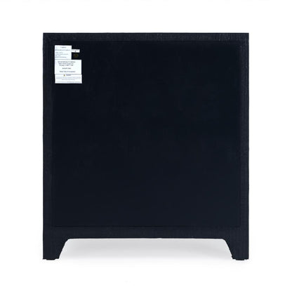 Bar Harbor Raffia 3 Drawer Nightstand, Navy Blue