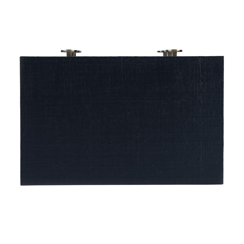 Bar Harbor Raffia 3 Drawer Nightstand, Navy Blue