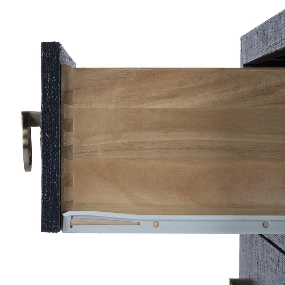 Bar Harbor Raffia 3 Drawer Nightstand, Navy Blue