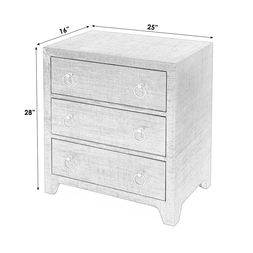 Bar Harbor Raffia 3 Drawer Nightstand, Navy Blue