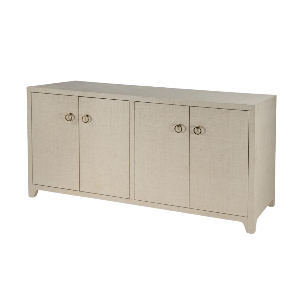 Buffet Cabinet with Storage – Large 4 Door Side Board in Oak Finish