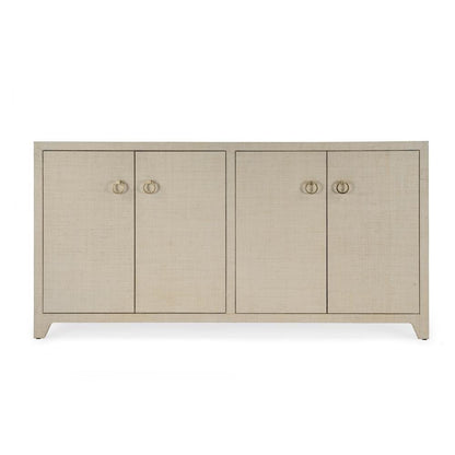Buffet Cabinet with Storage – Large 4 Door Side Board in Oak Finish