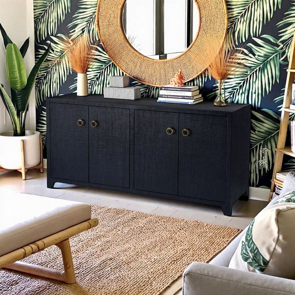 Navy Buffet Cabinet with Storage – Sideboard Buffet Cabinet for Entryway