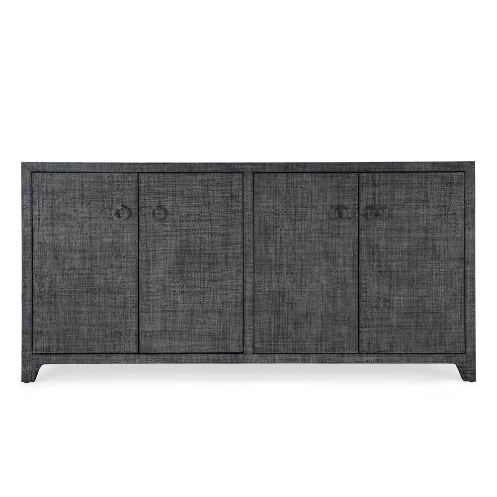 Bar Harbor Raffia 4 Door 70" Sideboard, Charcoal