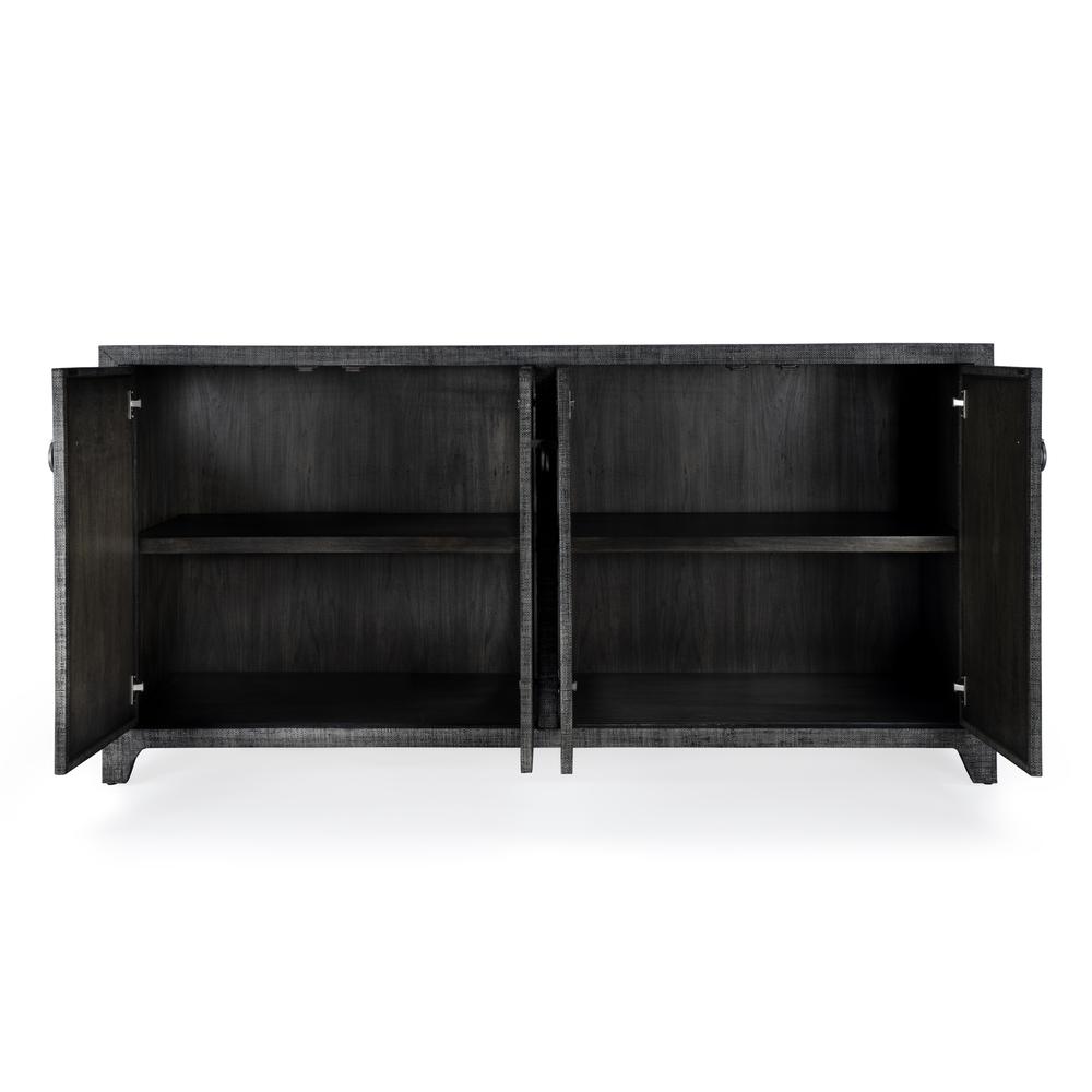Bar Harbor Raffia 4 Door 70" Sideboard, Charcoal