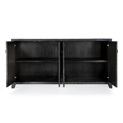 Bar Harbor Raffia 4 Door 70" Sideboard, Charcoal