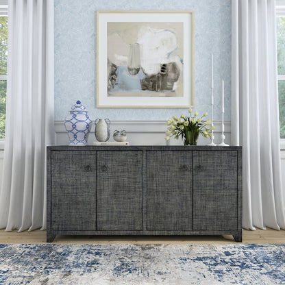 Bar Harbor Raffia 4 Door 70" Sideboard, Charcoal