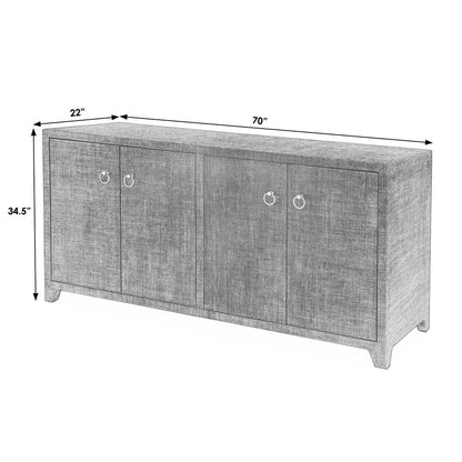 Bar Harbor Raffia 4 Door 70" Sideboard, Charcoal