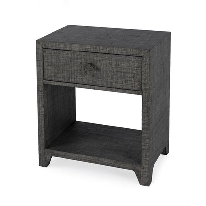 Bar Harbor Raffia 1 Drawer Nightstand, Charcoal