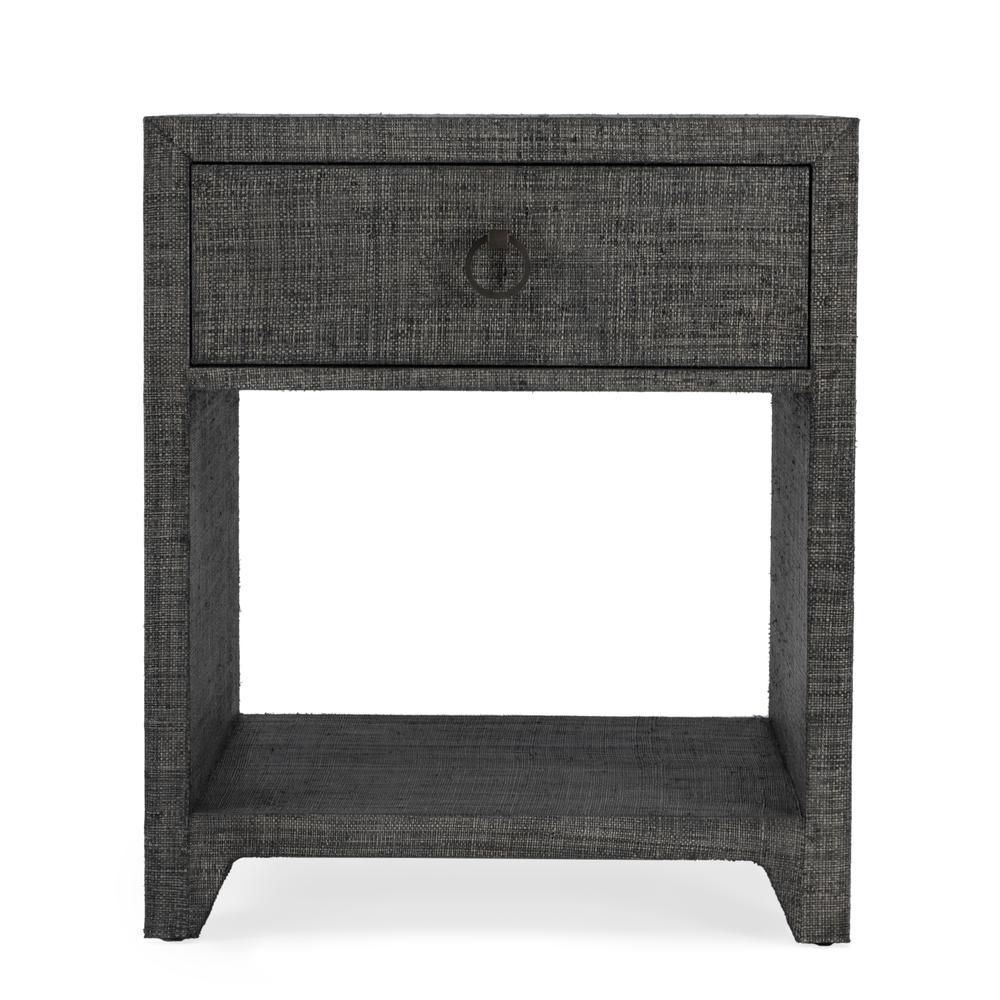 Bar Harbor Raffia 1 Drawer Nightstand, Charcoal
