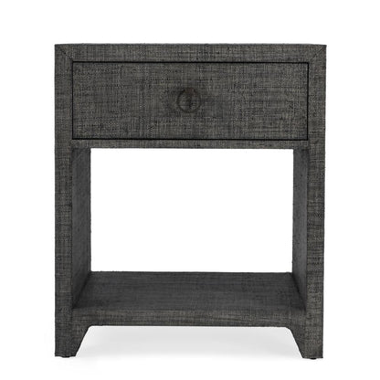 Bar Harbor Raffia 1 Drawer Nightstand, Charcoal