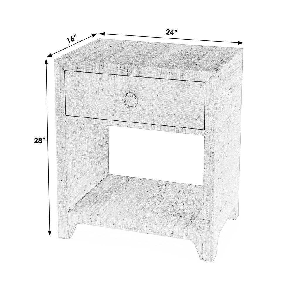 Bar Harbor Raffia 1 Drawer Nightstand, Charcoal
