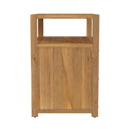 Brown Night Table – Wide Wood Night Stand for Bedroom with Two Drawers
