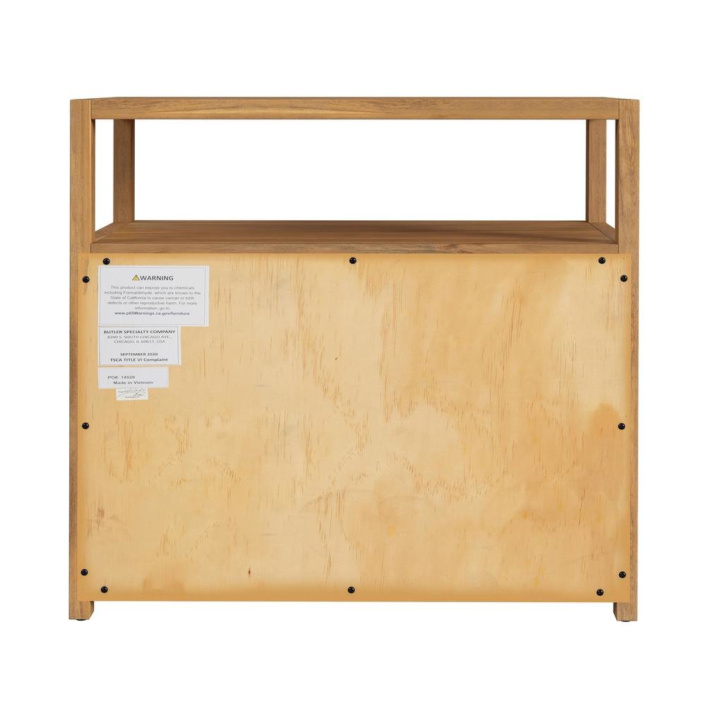 Brown Night Table – Wide Wood Night Stand for Bedroom with Two Drawers