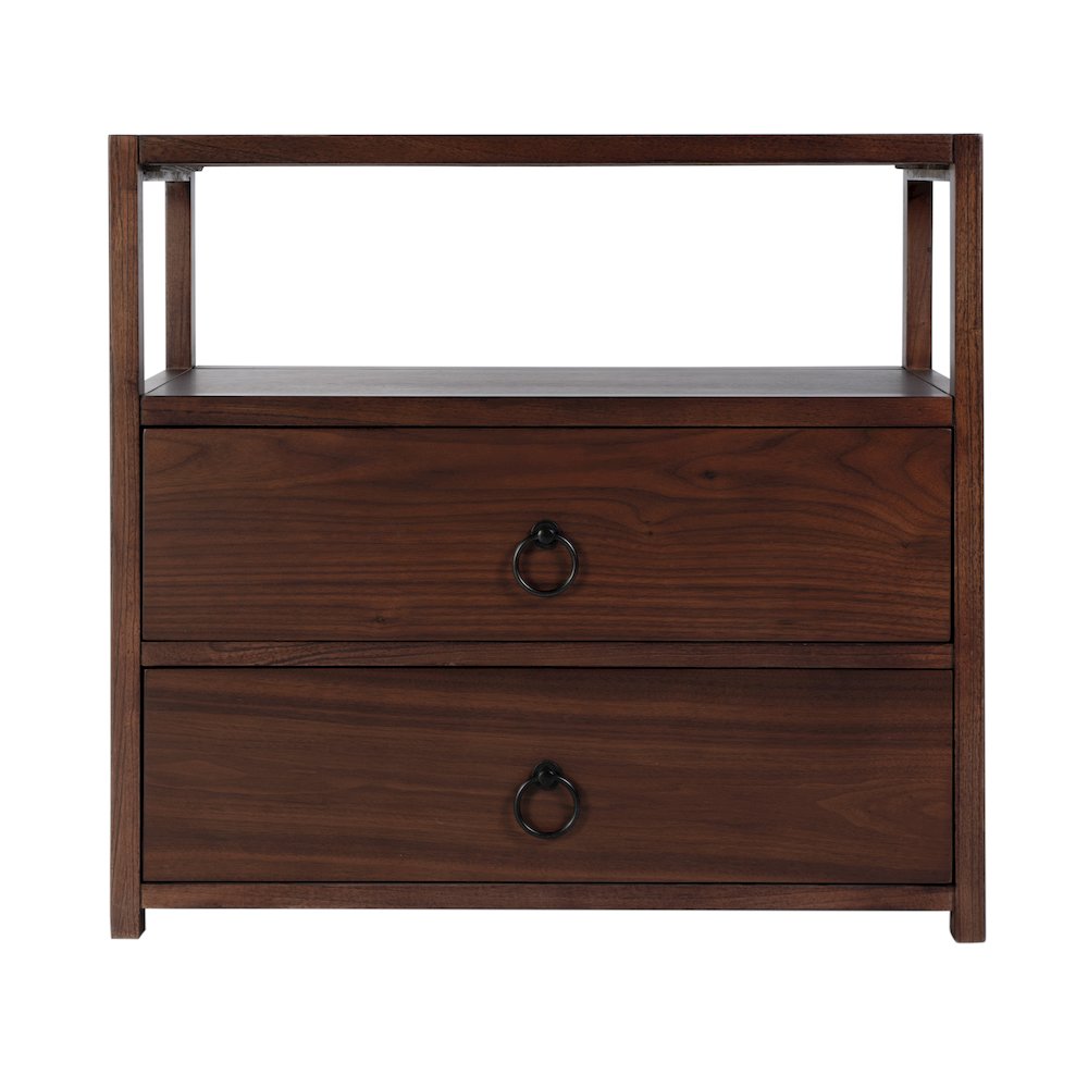 Lark 28 in. W Rectangular Wood 2 Drawer Nightstand, Medium Brown