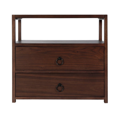 Lark 28 in. W Rectangular Wood 2 Drawer Nightstand, Medium Brown