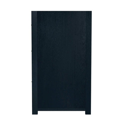 Navy Blue Nightstand – Wide Wood Night Stand with Three Storage Drawers