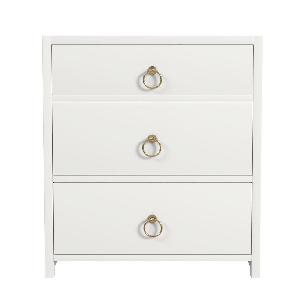 Lark 3 Drawer Nightstand, White
