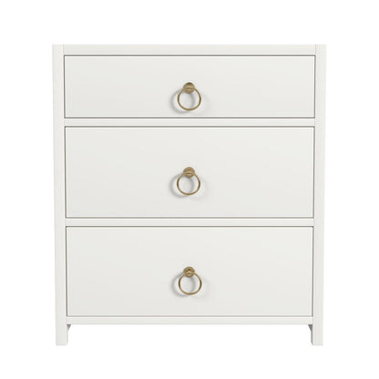 Lark 3 Drawer Nightstand, White