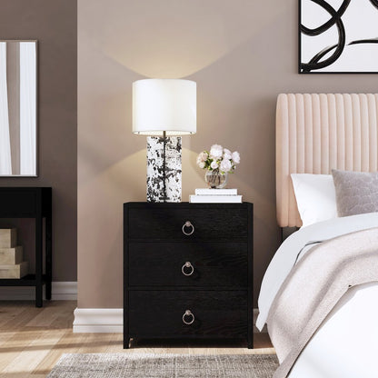 Lark  25 in. W Wood 3 Drawer Nightstand, Black
