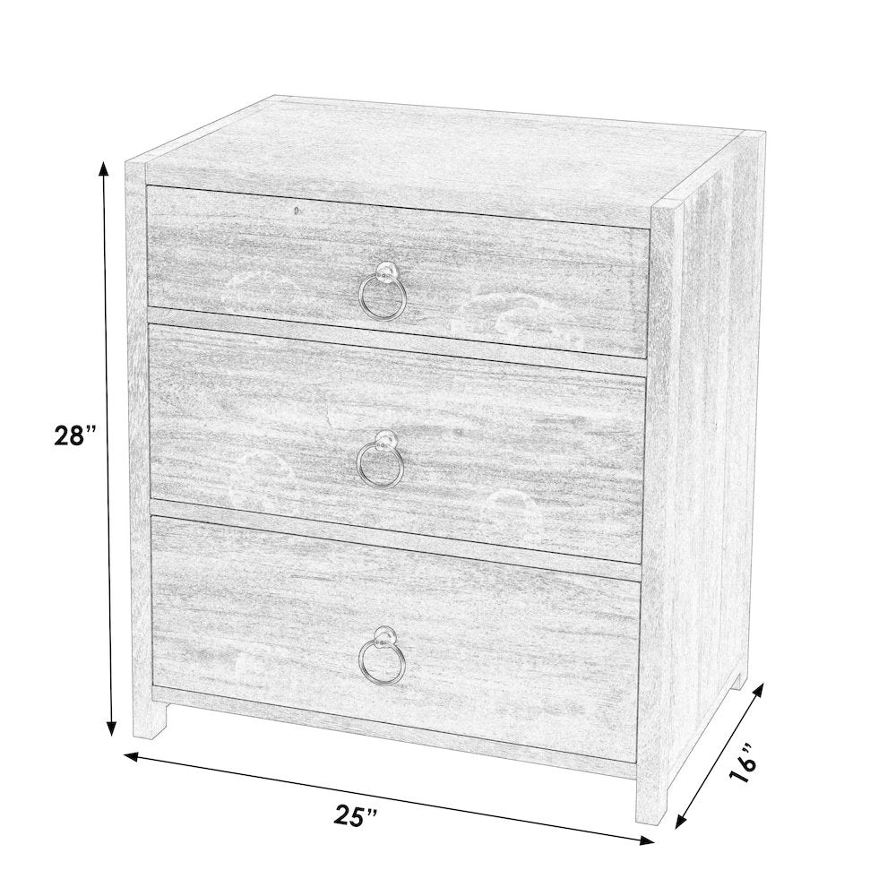 Lark  25 in. W Wood 3 Drawer Nightstand, Black