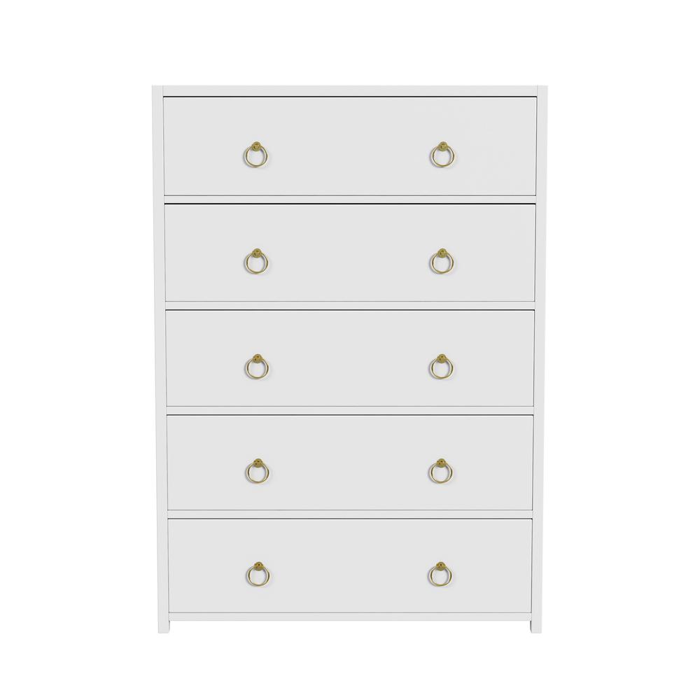 Lark 5 Drawer Dresser, White