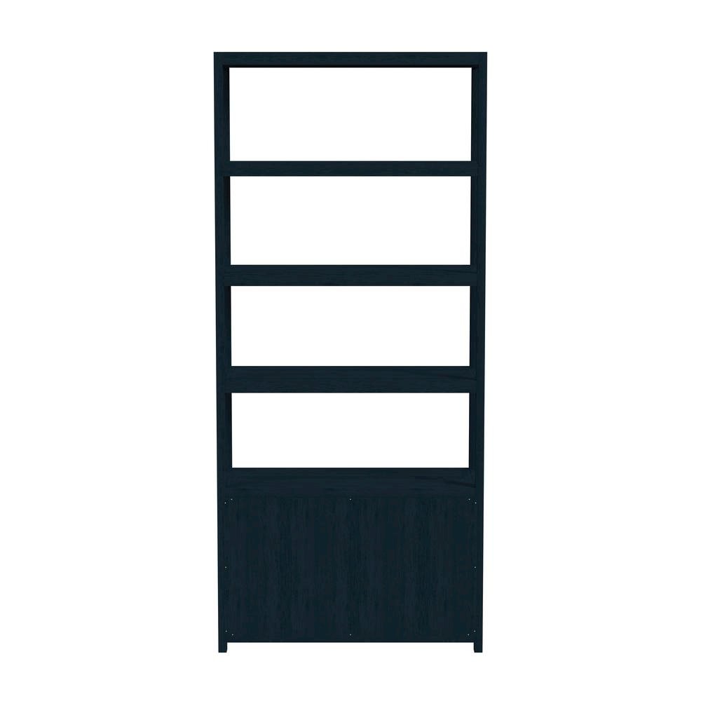 Blue Bookcase with Cabinet and Drawers – Wood Shelf Cabinet Design