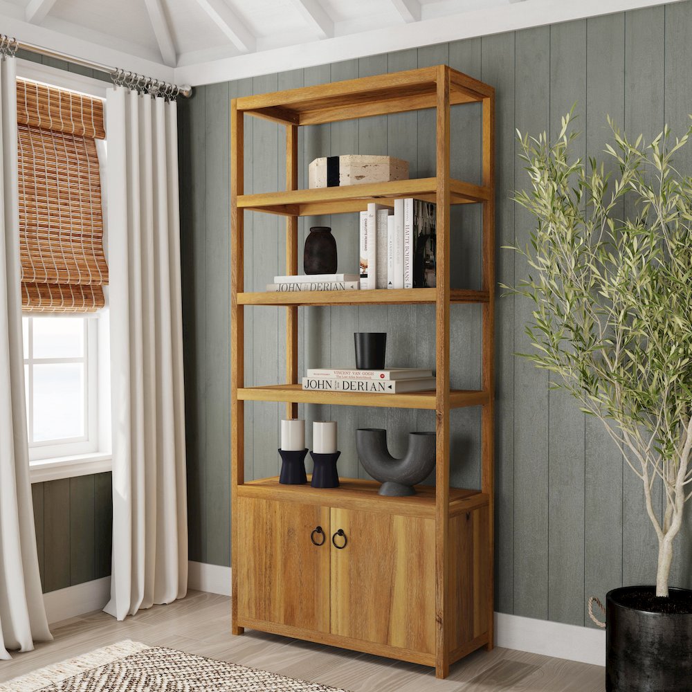 Lark 32 in. W x 72 in. H Wood 4 Tier Etagere Bookcase, Natural