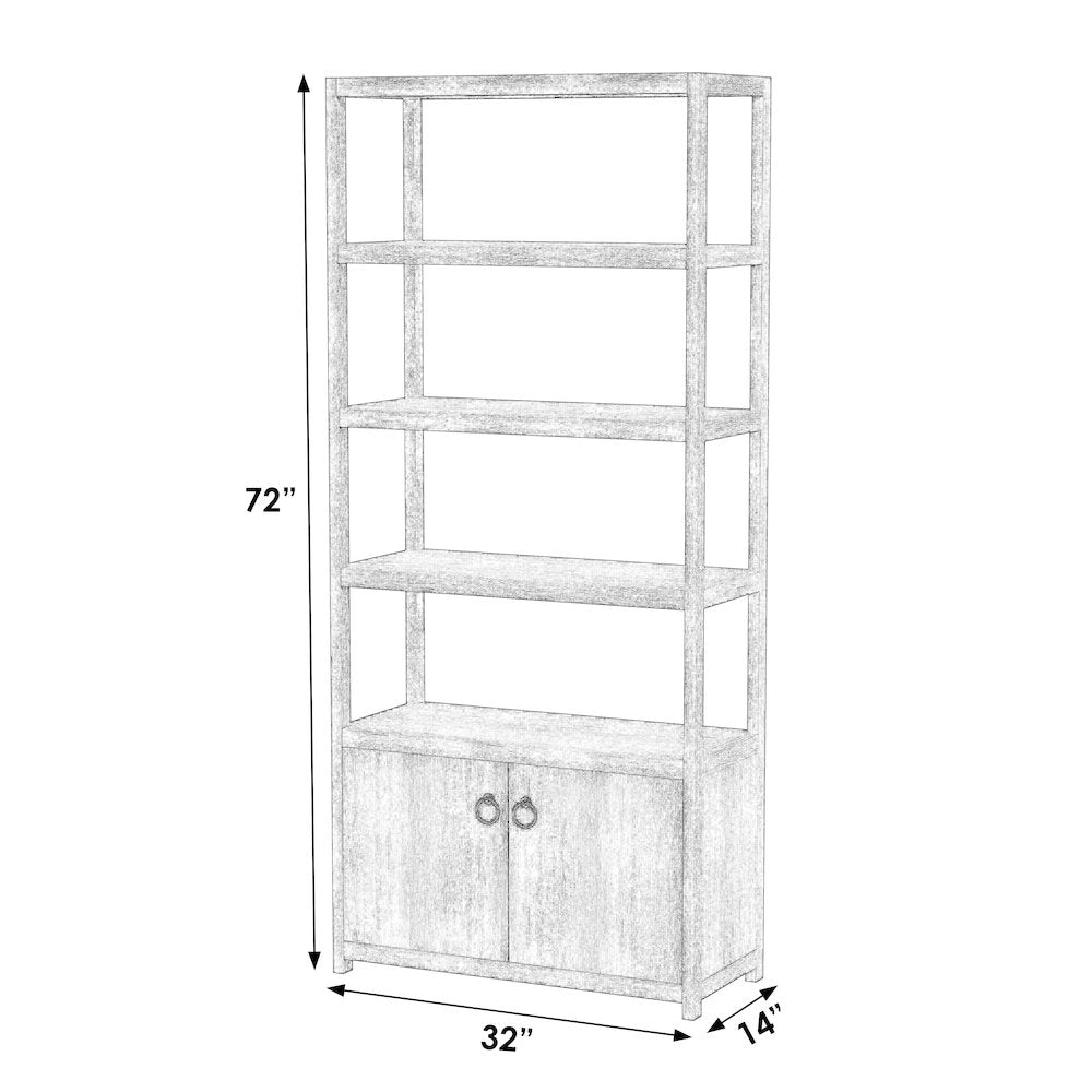 Lark 32 in. W x 72 in. H Wood 4 Tier Etagere Bookcase, Natural