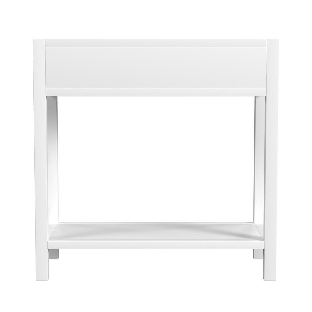 Wide White Nightstand with Drawer – 30 Inch Wood Nightstand for Bedroom
