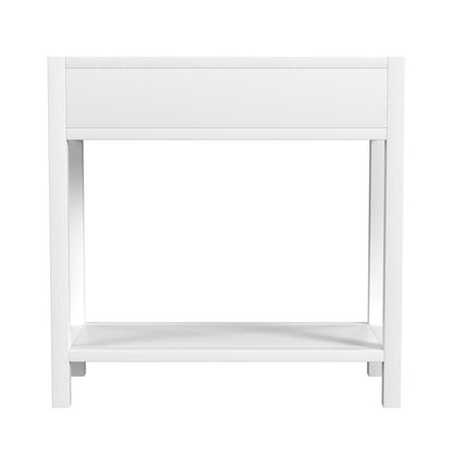 Wide White Nightstand with Drawer – 30 Inch Wood Nightstand for Bedroom